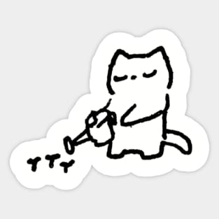 watering cat Sticker